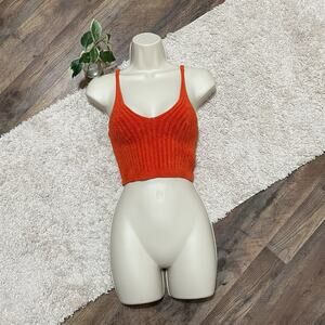 Urban Outfitters Silence + Noise Small Orange Chenille Ribbed Cropped Tank Top